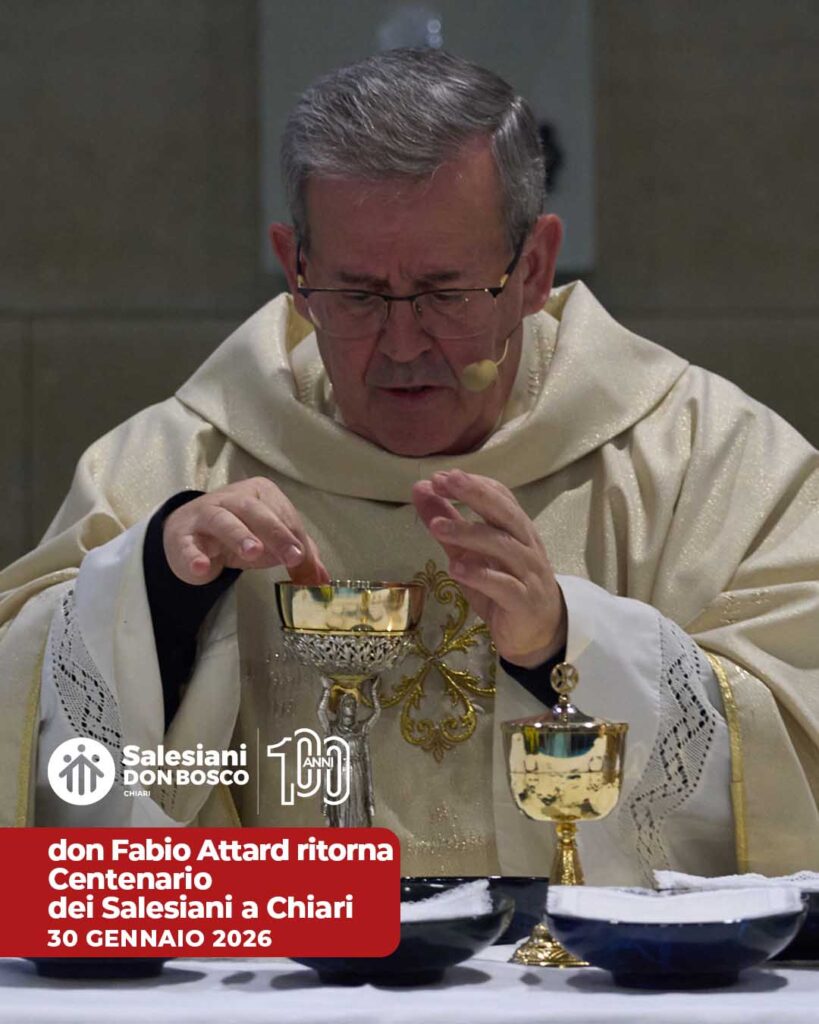 ecco il testo annesso🟢🟠🔵 100 anni di Salesiani a Chiari!Con grande entusiasmo e partecipazione gli alunni dell'Istituto San Bernardino hanno accolto don Fabio Attard, Rettor Maggiore della Congregazione Salesiana.L'evento si è svolto
📅 Venerdì 30 gennaio 2026
🕕 Ore 11:00
📍 Palazzetto Don Elia Comini, Istituto Salesiano San Bernardino in Via Palazzolo 1, Chiari (BS)Un'occasione unica per i ragazzi e per tutti noi di incontrare nuovamente il nostro caro sacerdote, guida di tutta la comunità salesiana.🏫 Scuole Salesiane Chiari
📌 Via Palazzolo 1, Chiari Bs
📞 327 788 4686
https://salesianichiari.it/#SalesianiChiari #ScuoleSalesianeChiari #OratorioDonBosco #CentenarioSalesianiChiari #SanBernardino #LombardiaSalesiani #EventiChiari #donFabioAttard #donBosco