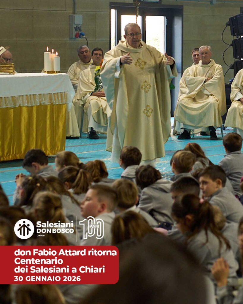 ecco il testo annesso🟢🟠🔵 100 anni di Salesiani a Chiari!Con grande entusiasmo e partecipazione gli alunni dell'Istituto San Bernardino hanno accolto don Fabio Attard, Rettor Maggiore della Congregazione Salesiana.L'evento si è svolto
📅 Venerdì 30 gennaio 2026
🕕 Ore 11:00
📍 Palazzetto Don Elia Comini, Istituto Salesiano San Bernardino in Via Palazzolo 1, Chiari (BS)Un'occasione unica per i ragazzi e per tutti noi di incontrare nuovamente il nostro caro sacerdote, guida di tutta la comunità salesiana.🏫 Scuole Salesiane Chiari
📌 Via Palazzolo 1, Chiari Bs
📞 327 788 4686
https://salesianichiari.it/#SalesianiChiari #ScuoleSalesianeChiari #OratorioDonBosco #CentenarioSalesianiChiari #SanBernardino #LombardiaSalesiani #EventiChiari #donFabioAttard #donBosco