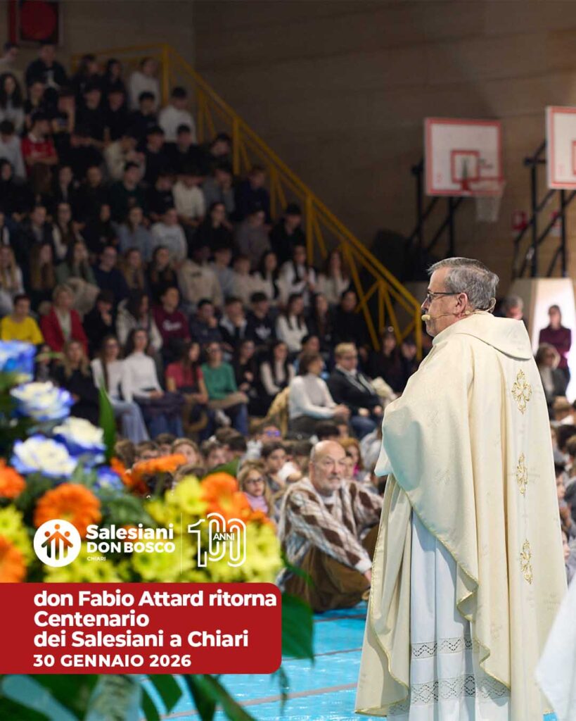 ecco il testo annesso🟢🟠🔵 100 anni di Salesiani a Chiari!Con grande entusiasmo e partecipazione gli alunni dell'Istituto San Bernardino hanno accolto don Fabio Attard, Rettor Maggiore della Congregazione Salesiana.L'evento si è svolto
📅 Venerdì 30 gennaio 2026
🕕 Ore 11:00
📍 Palazzetto Don Elia Comini, Istituto Salesiano San Bernardino in Via Palazzolo 1, Chiari (BS)Un'occasione unica per i ragazzi e per tutti noi di incontrare nuovamente il nostro caro sacerdote, guida di tutta la comunità salesiana.🏫 Scuole Salesiane Chiari
📌 Via Palazzolo 1, Chiari Bs
📞 327 788 4686
https://salesianichiari.it/#SalesianiChiari #ScuoleSalesianeChiari #OratorioDonBosco #CentenarioSalesianiChiari #SanBernardino #LombardiaSalesiani #EventiChiari #donFabioAttard #donBosco