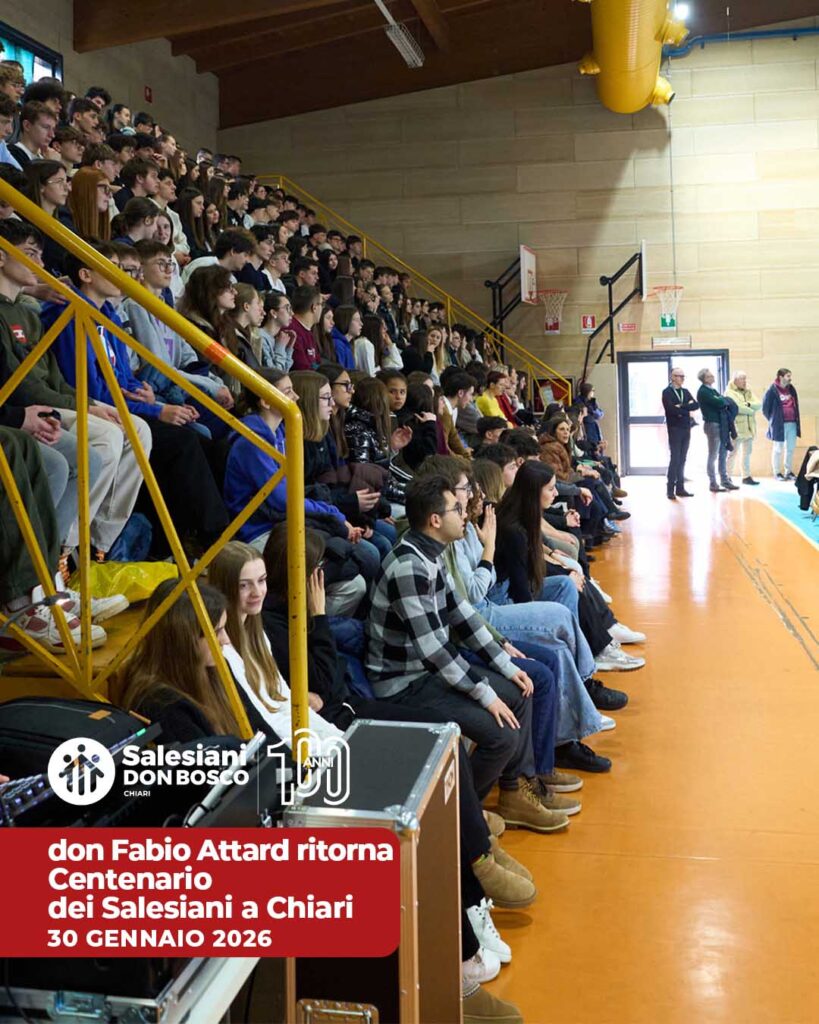ecco il testo annesso🟢🟠🔵 100 anni di Salesiani a Chiari!Con grande entusiasmo e partecipazione gli alunni dell'Istituto San Bernardino hanno accolto don Fabio Attard, Rettor Maggiore della Congregazione Salesiana.L'evento si è svolto
📅 Venerdì 30 gennaio 2026
🕕 Ore 11:00
📍 Palazzetto Don Elia Comini, Istituto Salesiano San Bernardino in Via Palazzolo 1, Chiari (BS)Un'occasione unica per i ragazzi e per tutti noi di incontrare nuovamente il nostro caro sacerdote, guida di tutta la comunità salesiana.🏫 Scuole Salesiane Chiari
📌 Via Palazzolo 1, Chiari Bs
📞 327 788 4686
https://salesianichiari.it/#SalesianiChiari #ScuoleSalesianeChiari #OratorioDonBosco #CentenarioSalesianiChiari #SanBernardino #LombardiaSalesiani #EventiChiari #donFabioAttard #donBosco